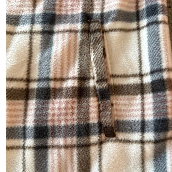 Sage Plaid Flannel Button Front Shacket Size XL Super Plush Sherpa Lined Fleece - Picture 7 of 10